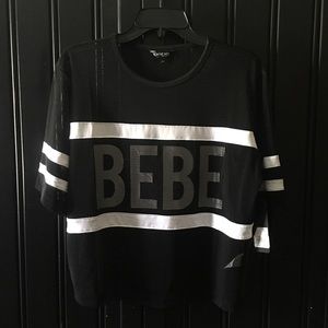 BEBE SPORT woman’s black mesh t-shirt. Medium